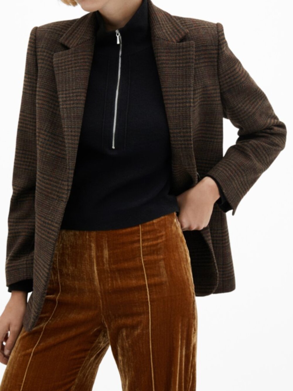MANGO Women's Straight Checked Blazer